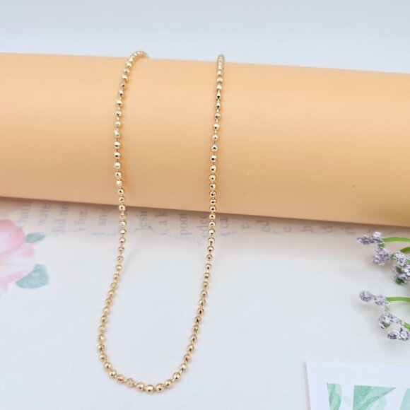 Elegant Rose Gold Ball Bead Necklace with 45cm Length (17.7 Inches), XPNL0051 - Picture 1 of 12